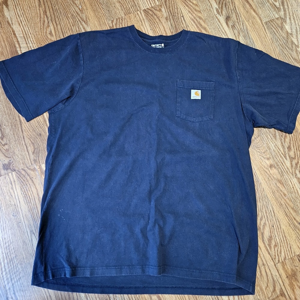 2XL‎ Carhartt Men's T-shirt Loose Fit Navy Blue Polyester Cotton
